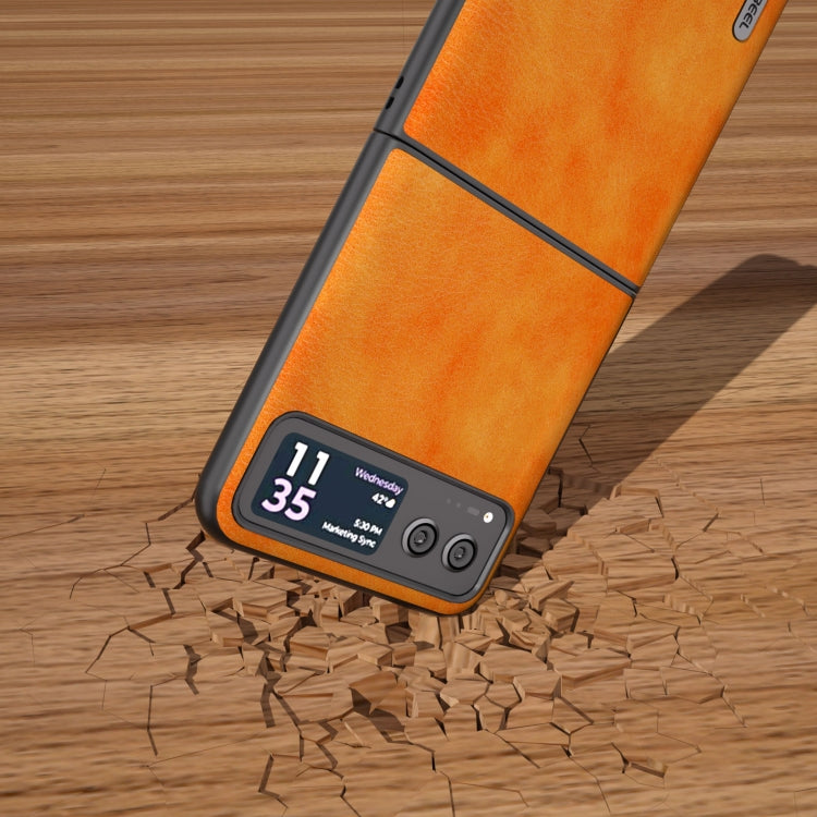 For Motorola Razr 40 ABEEL Dual Color Lichi Texture PU Phone Case(Orange)