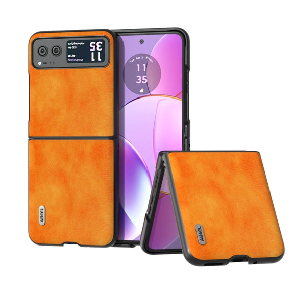 For Motorola Razr 40 ABEEL Dual Color Lichi Texture PU Phone Case(Orange)