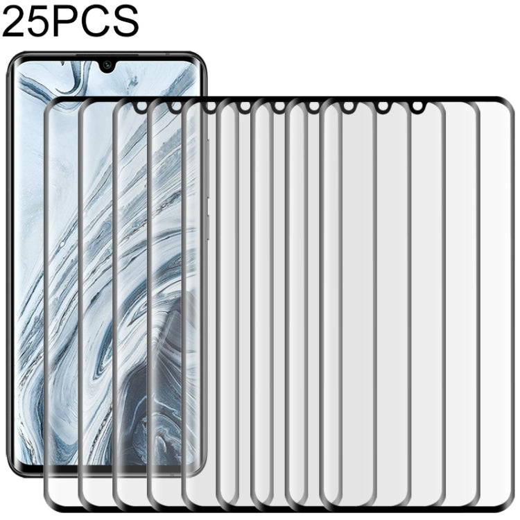 For Xiaomi Mi Note 10 25 PCS 3D Curved Edge Full Screen Tempered Glass Film(Black)