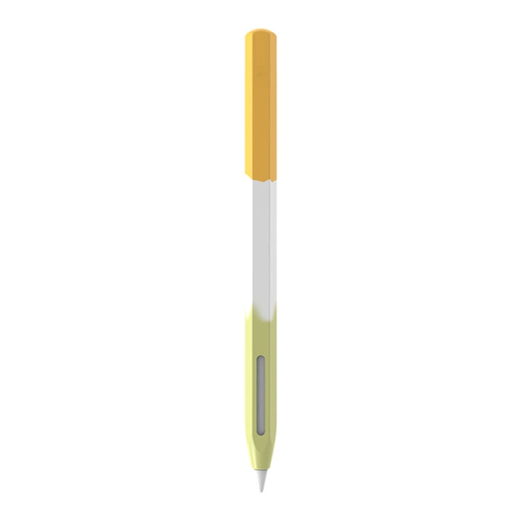 For Apple Pencil 2 LOVE MEI Rainbow Liquid Silicone Protective Pen Case(Yellow)