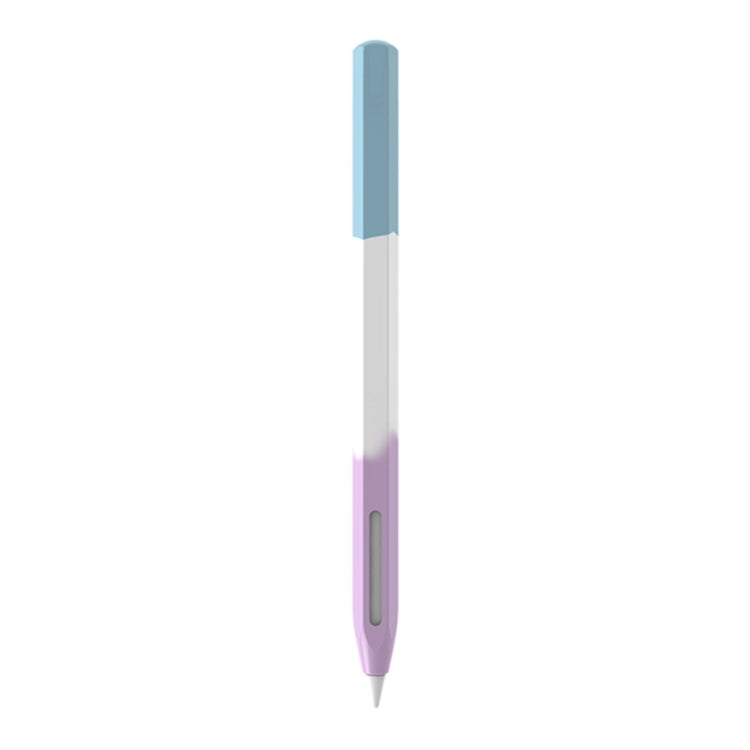 For Apple Pencil 2 LOVE MEI Rainbow Liquid Silicone Protective Pen Case(Blue)