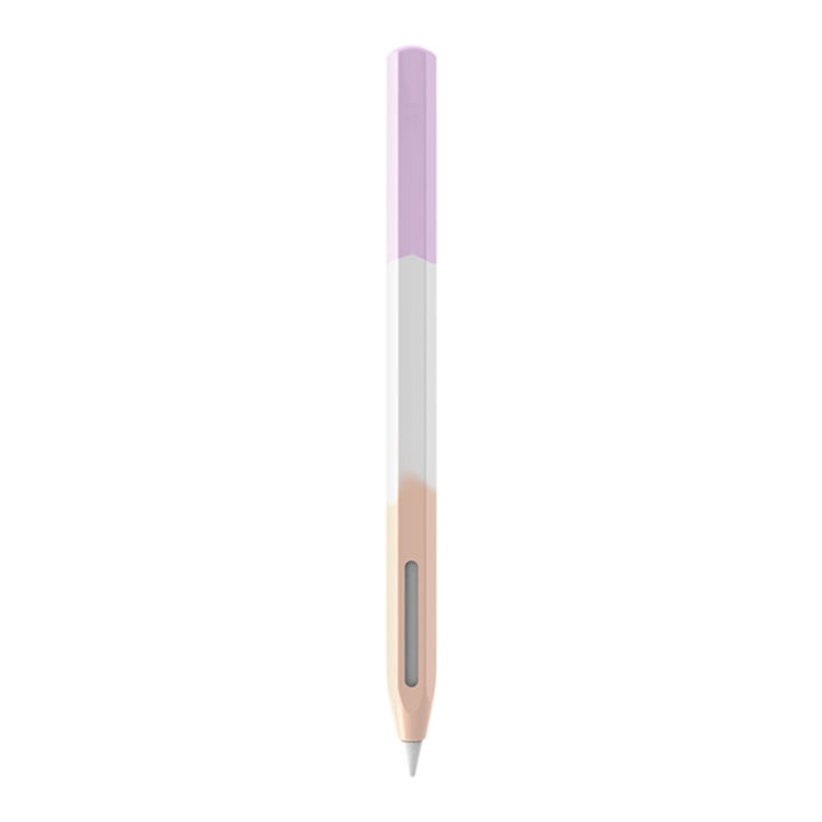 For Apple Pencil 2 LOVE MEI Rainbow Liquid Silicone Protective Pen Case(Purple)