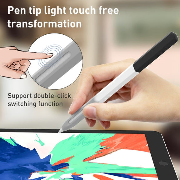 For Apple Pencil 1 LOVE MEI Rainbow Liquid Silicone Protective Pen Case(Black)