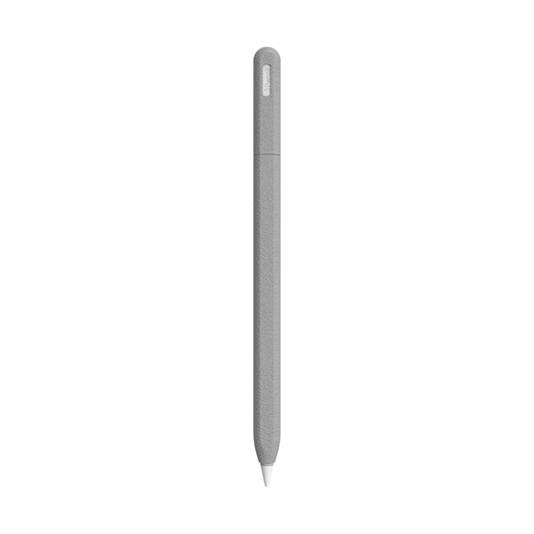 For Apple Pencil 2 LOVE MEI Frosted Leather Texture Silicone Protective Pen Case(Grey)