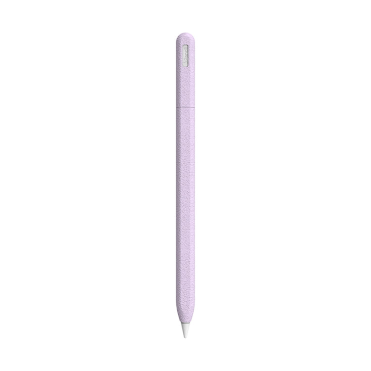 For Apple Pencil 2 LOVE MEI Frosted Leather Texture Silicone Protective Pen Case(Purple)