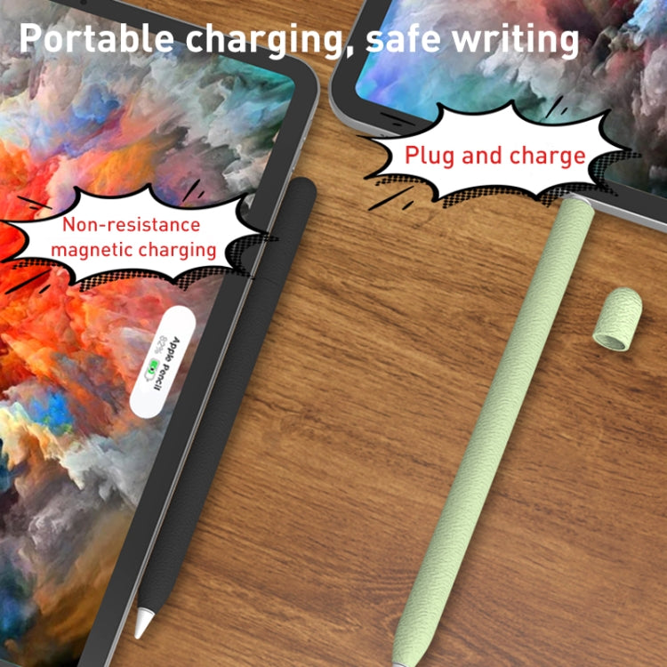 For Apple Pencil 1 LOVE MEI Frosted Leather Texture Silicone Protective Pen Case(Green)