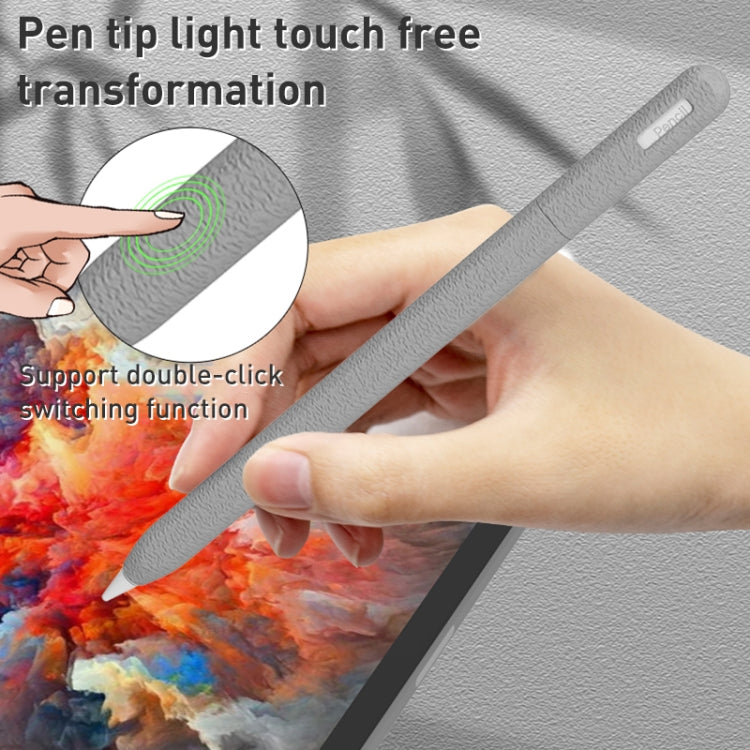 For Apple Pencil 1 LOVE MEI Frosted Leather Texture Silicone Protective Pen Case(Green)
