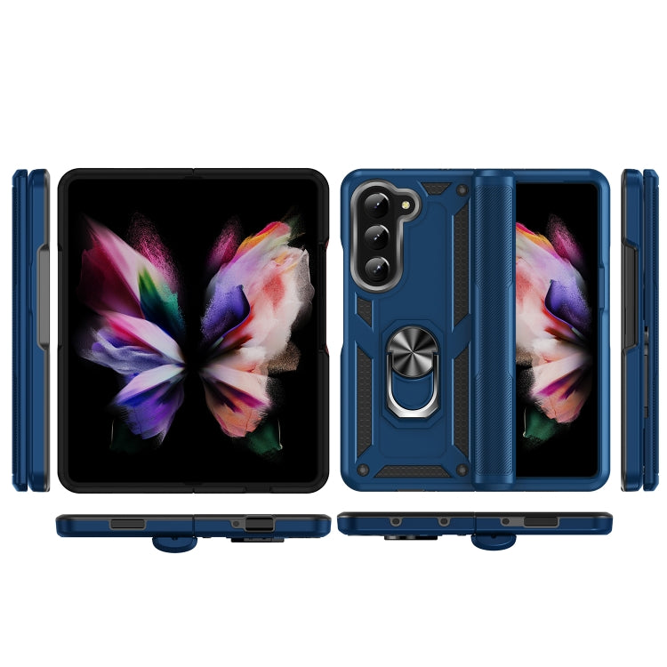 For Samsung Galaxy Z Fold5 Shockproof TPU + PC Phone Case with Protective Strap(Royal Blue)