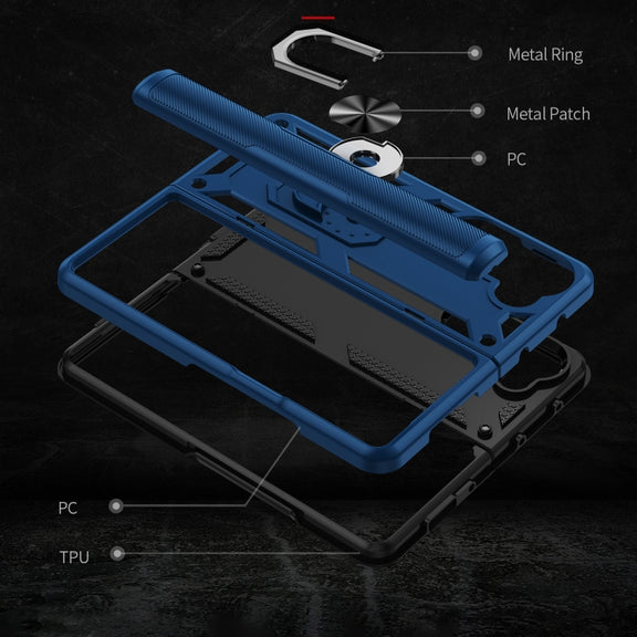 For Samsung Galaxy Z Fold5 Shockproof TPU + PC Phone Case with Protective Strap(Royal Blue)