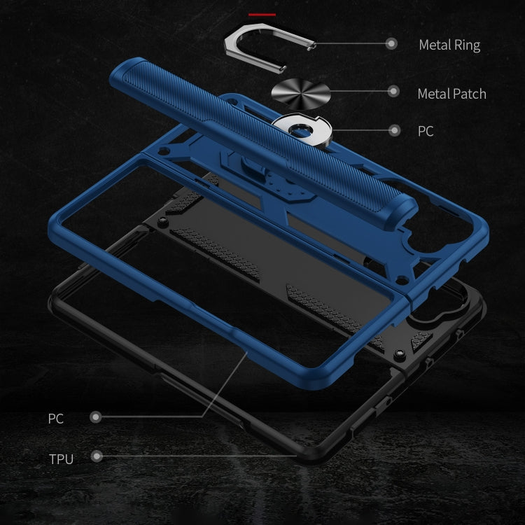 For Samsung Galaxy Z Fold5 Shockproof TPU + PC Phone Case with Protective Strap(Royal Blue)