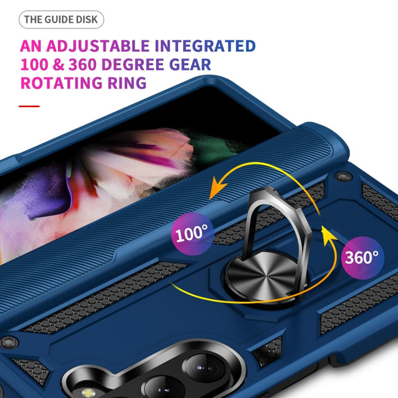 For Samsung Galaxy Z Fold5 Shockproof TPU + PC Phone Case with Protective Strap(Royal Blue)