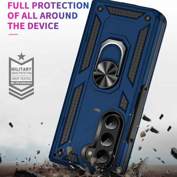 For Samsung Galaxy Z Fold5 Shockproof TPU + PC Phone Case with Protective Strap(Royal Blue)