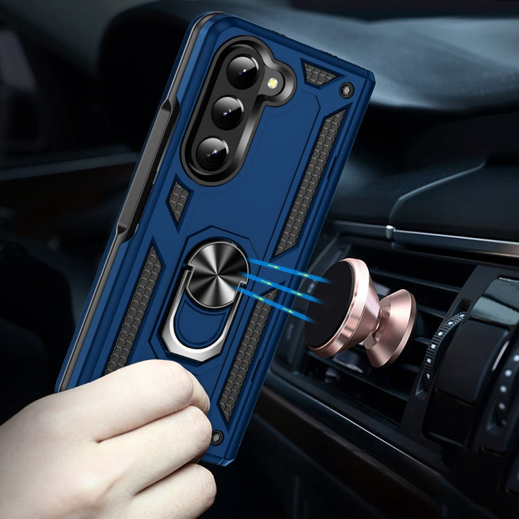 For Samsung Galaxy Z Fold5 Shockproof TPU + PC Phone Case with Protective Strap(Royal Blue)