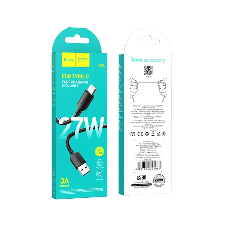 hoco X96 Hyper 1m 27W USB to USB-C / Type-C Charging Data Cable(Black)