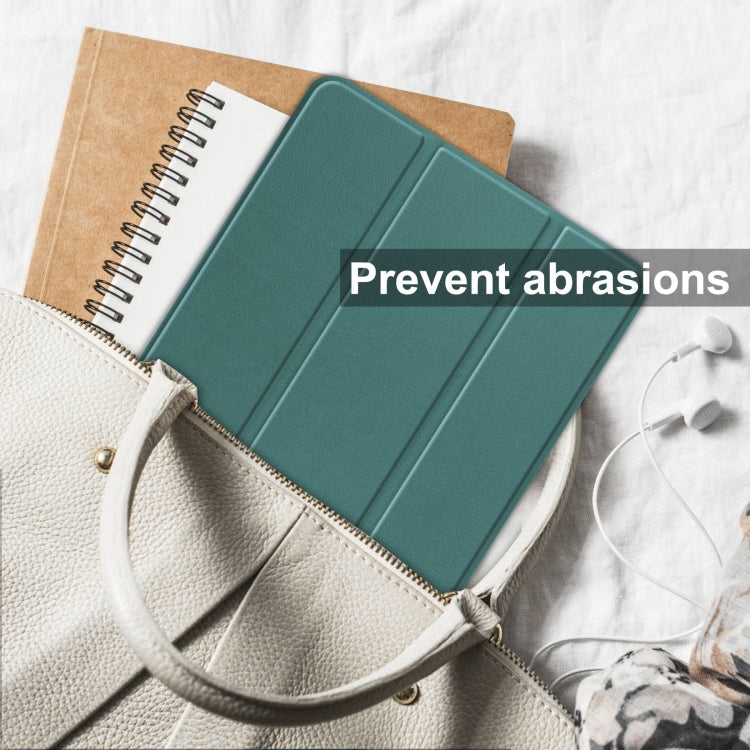 For Samsung Galaxy Tab S10 Ultra / S9 Ultra Custer Pure Color 3-Fold Holder Smart Leather Tablet Case(Dark Green)