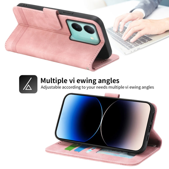 For vivo Y36 Dierfeng Dream Line Leather Phone Case(Pink)