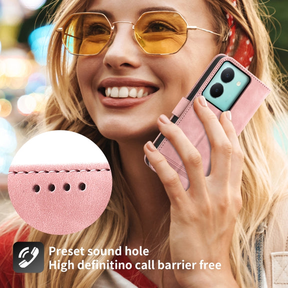 For vivo Y36 Dierfeng Dream Line Leather Phone Case(Pink)