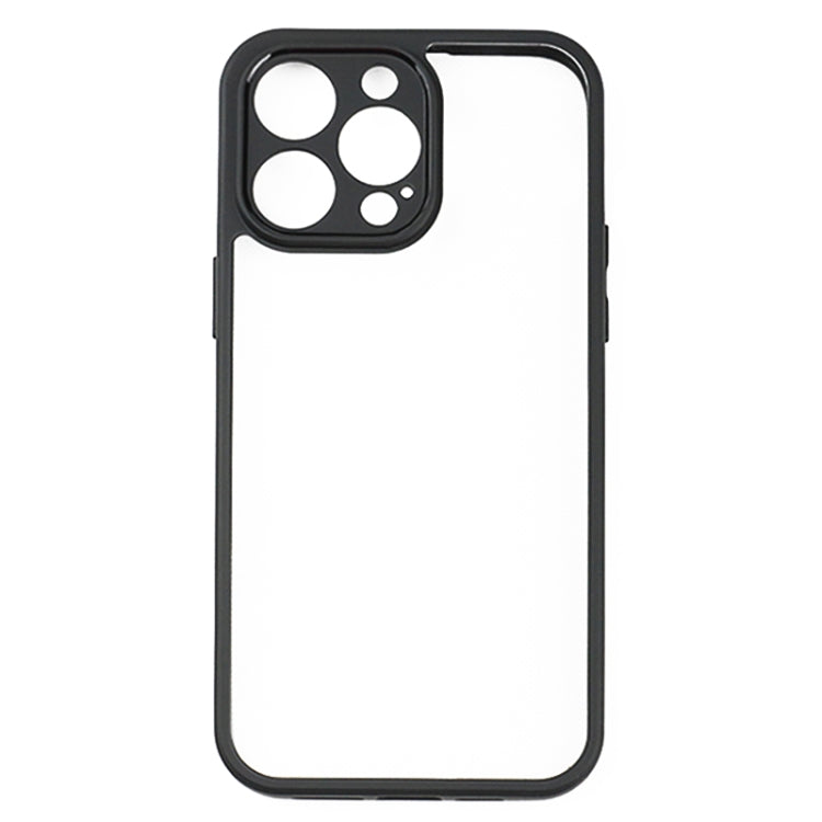 For iPhone 14 Pro Max Frosted TPU + Transparent PC Phone Case(Black)