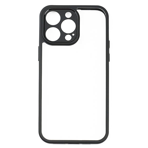 For iPhone 14 Pro Max Frosted TPU + Transparent PC Phone Case(Black)
