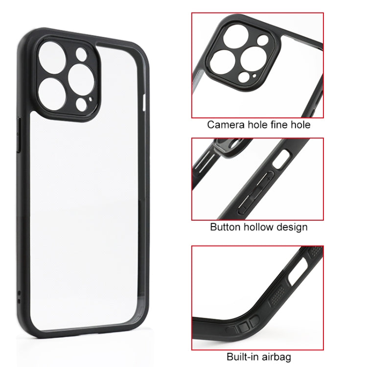 For iPhone 14 Pro Max Frosted TPU + Transparent PC Phone Case(Black)