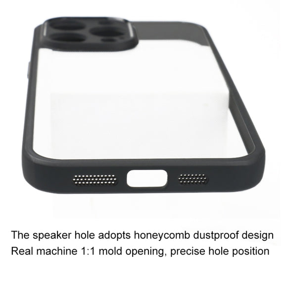 For iPhone 14 Pro Max Frosted TPU + Transparent PC Phone Case(Black)