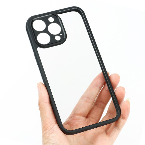For iPhone 14 Pro Max Frosted TPU + Transparent PC Phone Case(Black)