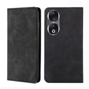 For Honor 90 5G Skin Feel Magnetic Leather Phone Case(Black)