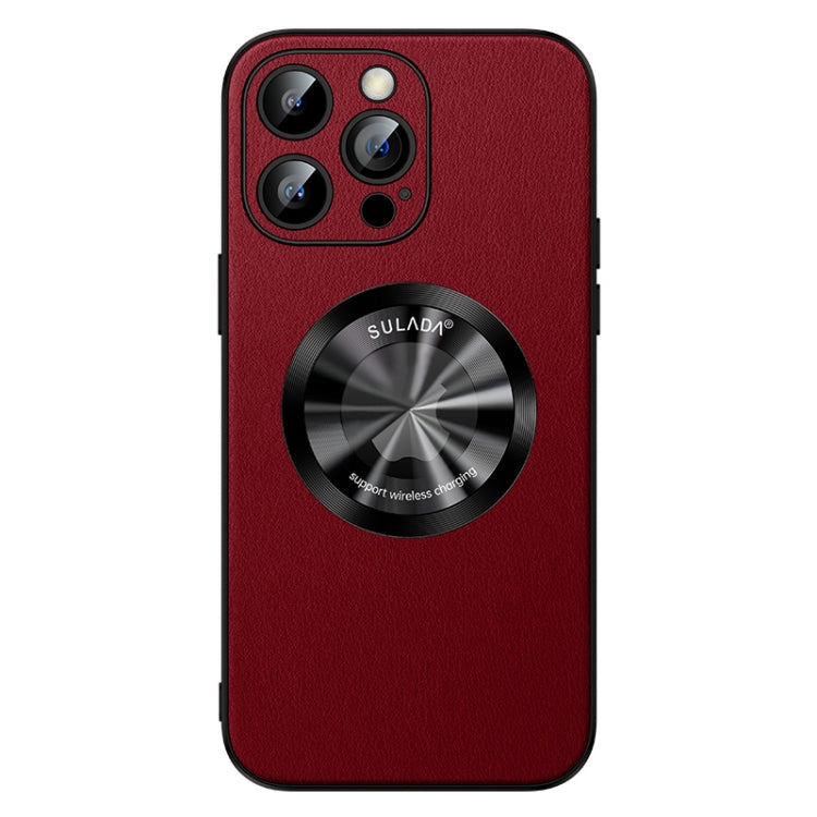 For iPhone 15 Pro Max SULADA Microfiber Leather MagSafe Magnetic Phone Case(Red)