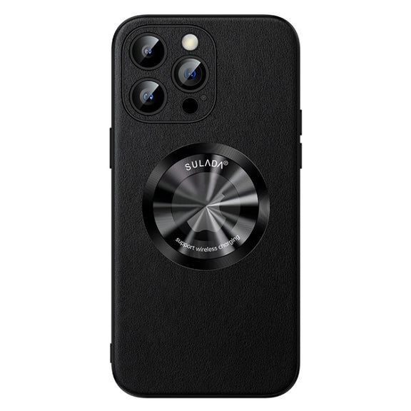 For iPhone 13 Pro SULADA Microfiber Leather MagSafe Magnetic Phone Case(Black)