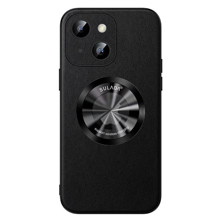 For iPhone 13 SULADA Microfiber Leather MagSafe Magnetic Phone Case(Black)