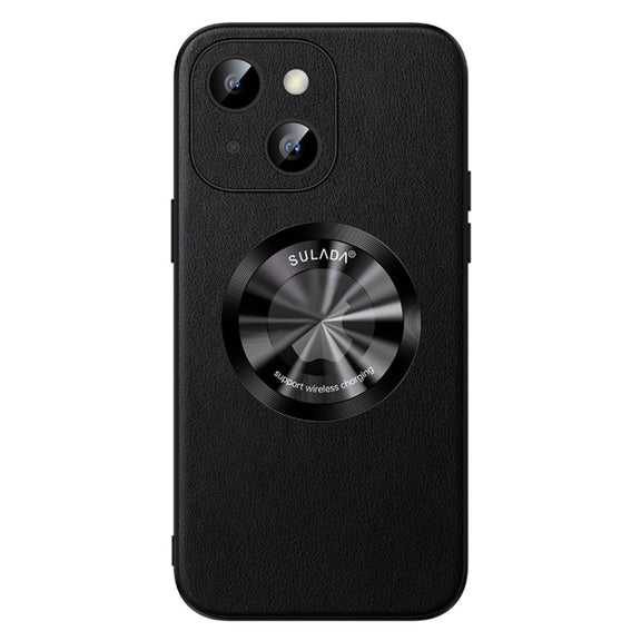 For iPhone 13 SULADA Microfiber Leather MagSafe Magnetic Phone Case(Black)