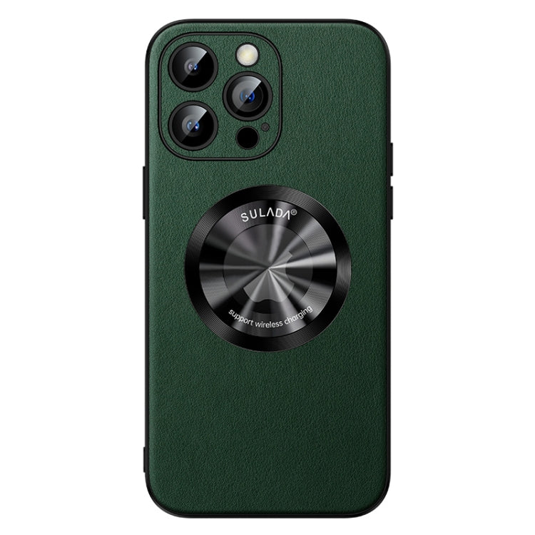 For iPhone 12 Pro Max SULADA Microfiber Leather MagSafe Magnetic Phone Case(Green)
