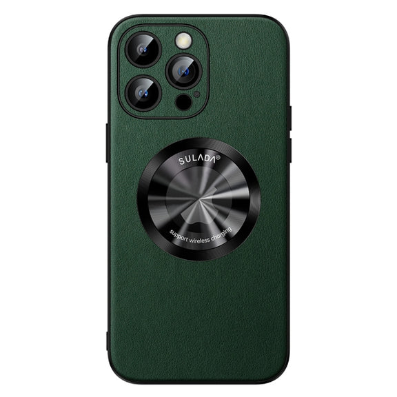 For iPhone 12 Pro Max SULADA Microfiber Leather MagSafe Magnetic Phone Case(Green)
