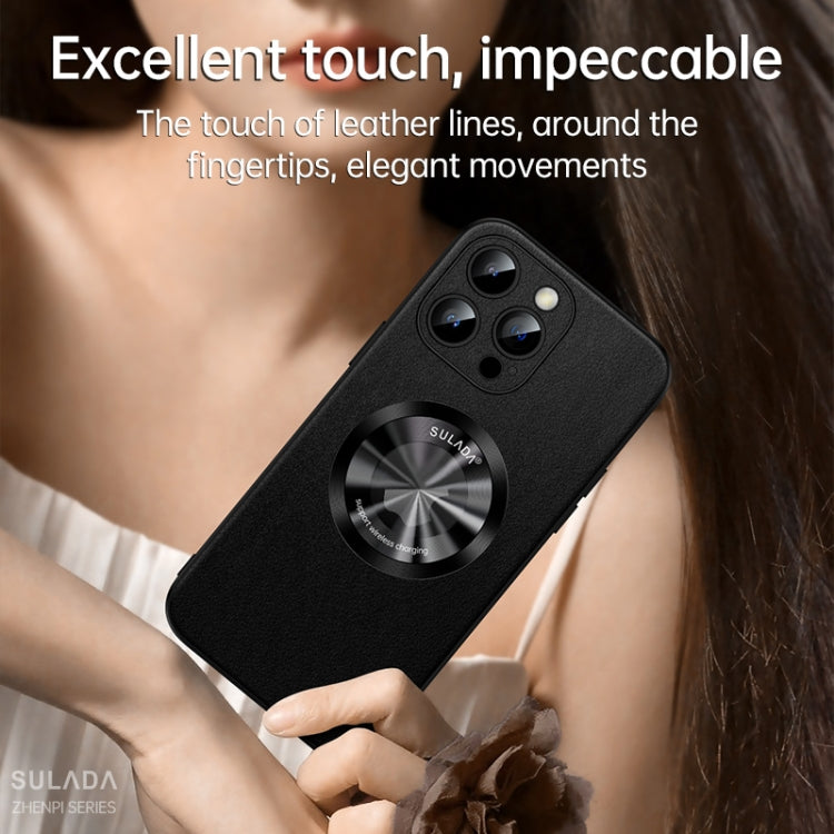 For iPhone 13 Pro SULADA Microfiber Leather MagSafe Magnetic Phone Case(Black)
