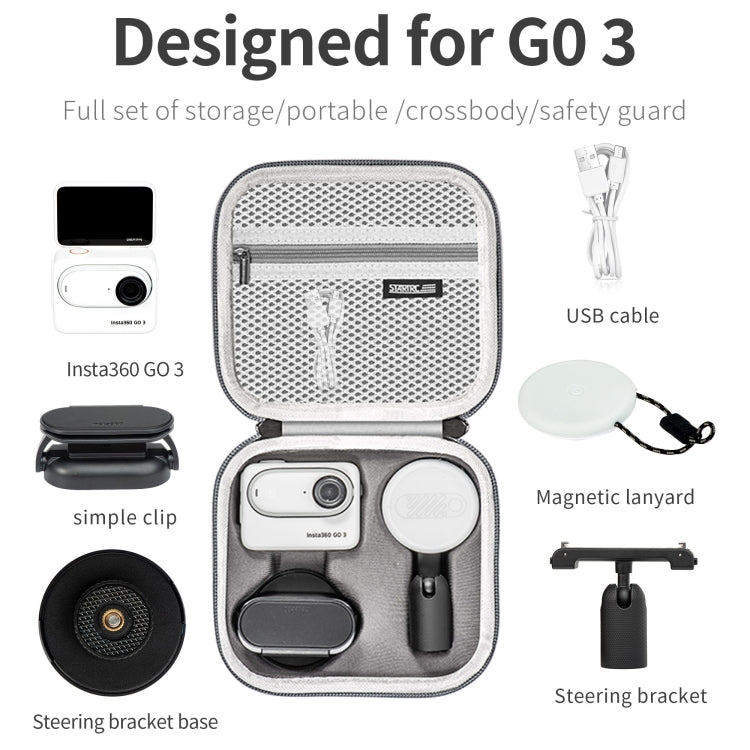 For Insta360 Go 3 STARTRC Portable PU Storage Box Case(Grey)