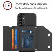 For Samsung Galaxy A24 4G Skin Feel PU + TPU + PC Card Slots Phone Case(Black)