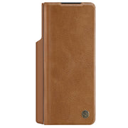 For Samsung Galaxy Z Fold5 NILLKIN QIN Series Pro Sliding Camera Cover Design Leather Phone Case(Brown)