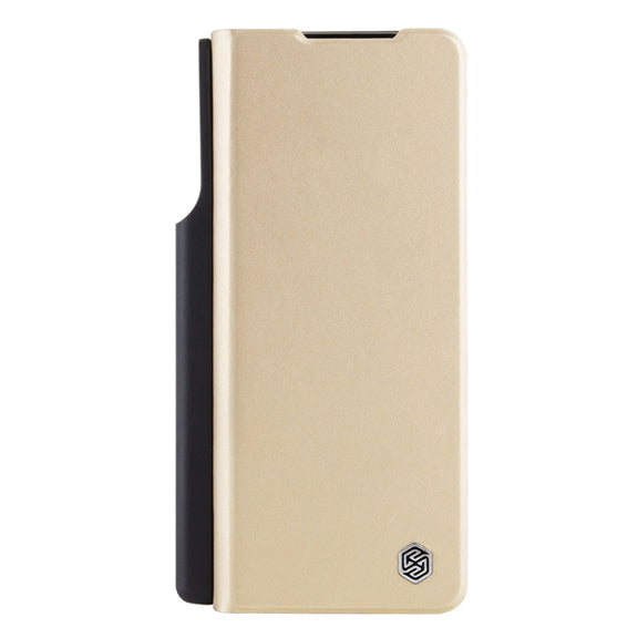 For Samsung Galaxy Z Fold5 NILLKIN QIN Series Pro Sliding Camera Cover Design Leather Phone Case(Gold)