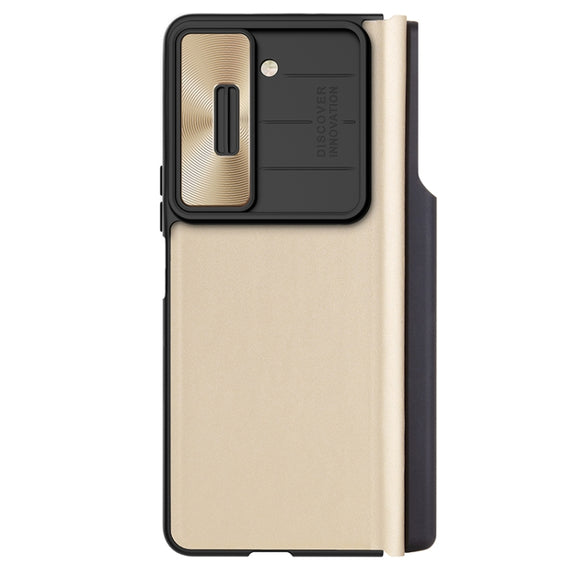 For Samsung Galaxy Z Fold5 NILLKIN QIN Series Pro Sliding Camera Cover Design Leather Phone Case(Gold)