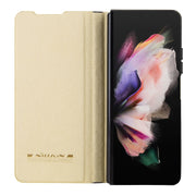 For Samsung Galaxy Z Fold5 NILLKIN QIN Series Pro Sliding Camera Cover Design Leather Phone Case(Gold)