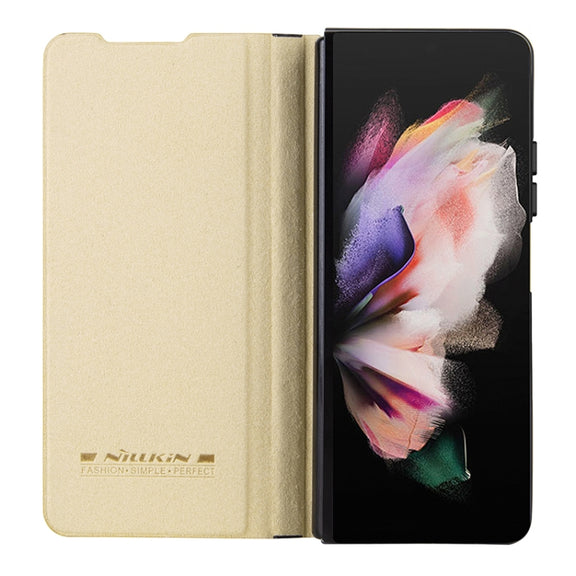 For Samsung Galaxy Z Fold5 NILLKIN QIN Series Pro Sliding Camera Cover Design Leather Phone Case(Gold)