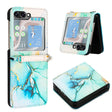 For Samsung Galaxy Z Flip5 PT003 Marble Pattern Flip Leather Phone Case(Green LS003) - free shipping - PMC TechLife - Order now!