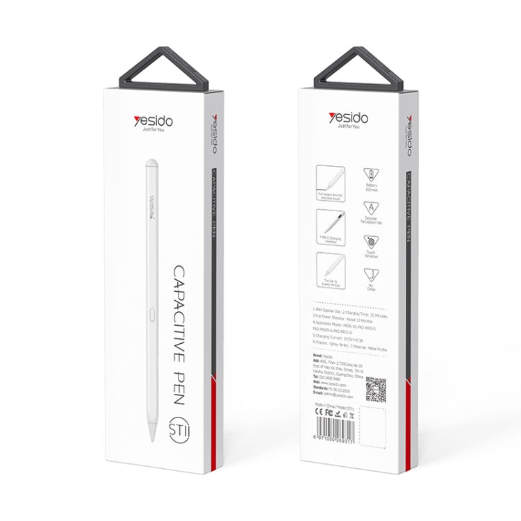 Yesido ST11 Anti-mistouch Magnetic Stylus for iPad(White)