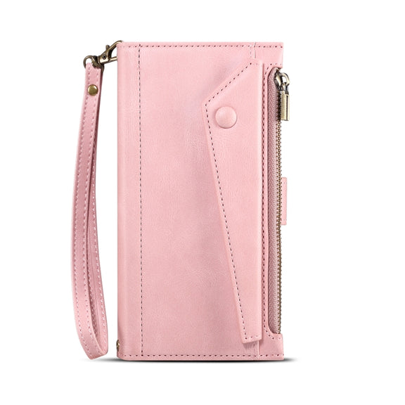 For iPhone 15 Pro ESEBLE Retro Frosted RFID Flip Leather Phone Case(Rose Gold)