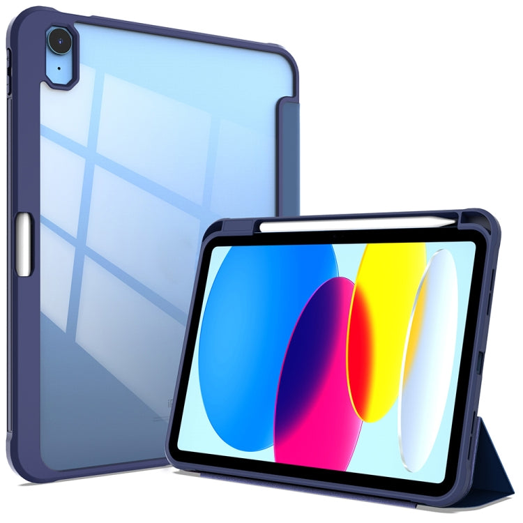 For iPad 2025 / 2022 3-Fold Holder Armor Smart Leather Tablet Case(Royal Blue)