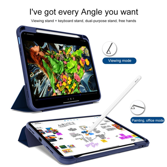 For iPad 2025 / 2022 3-Fold Holder Armor Smart Leather Tablet Case(Royal Blue)