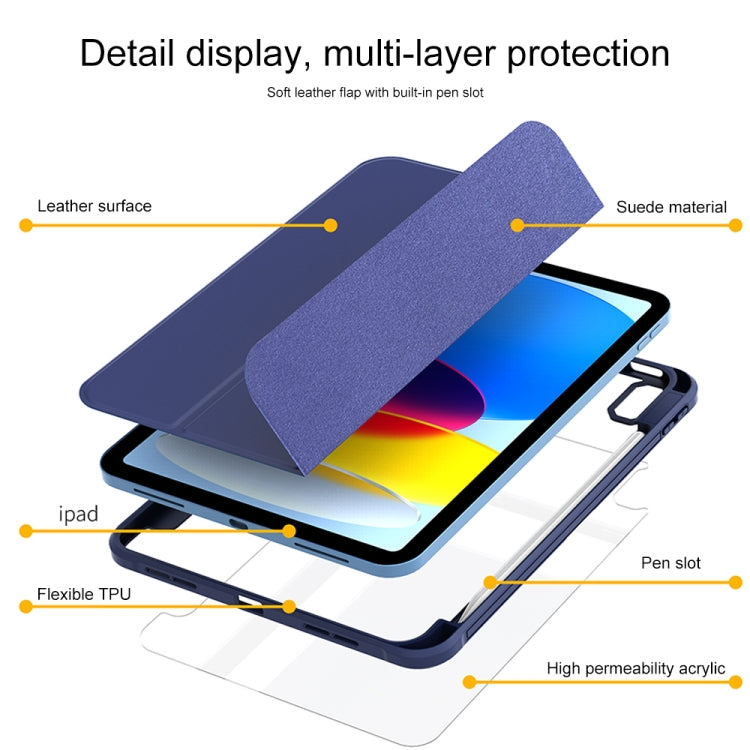 For iPad 2025 / 2022 3-Fold Holder Armor Smart Leather Tablet Case(Royal Blue)