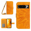 For Google Pixel 8 Pro Skin Feel Sun Flower Embossed Flip Leather Phone Case with Lanyard(Yellow) - free shipping - PMC TechLife - Order now!