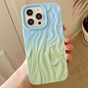 For iPhone 14 Wrinkle Gradient Oily Feel TPU Phone Case(Blue Green)