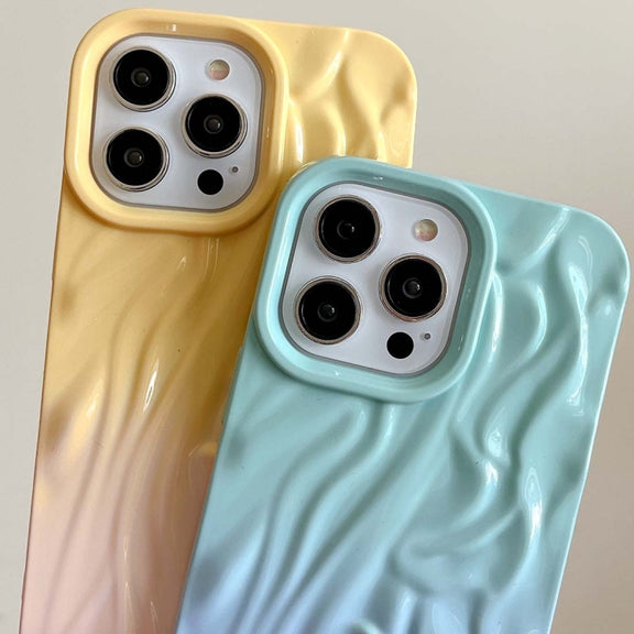 For iPhone 14 Wrinkle Gradient Oily Feel TPU Phone Case(Blue Green)